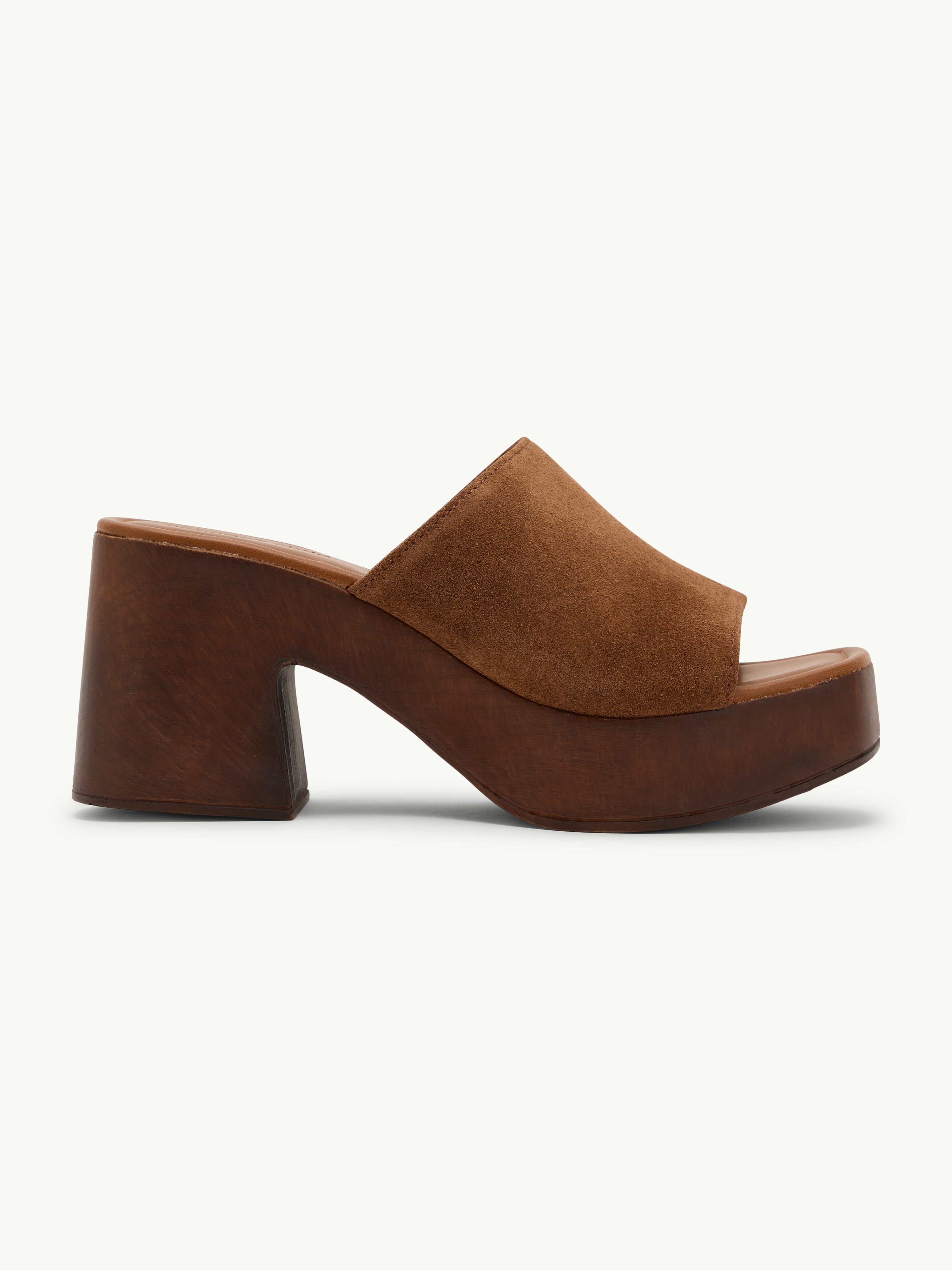 Tan Chunky 70's Platform Heels