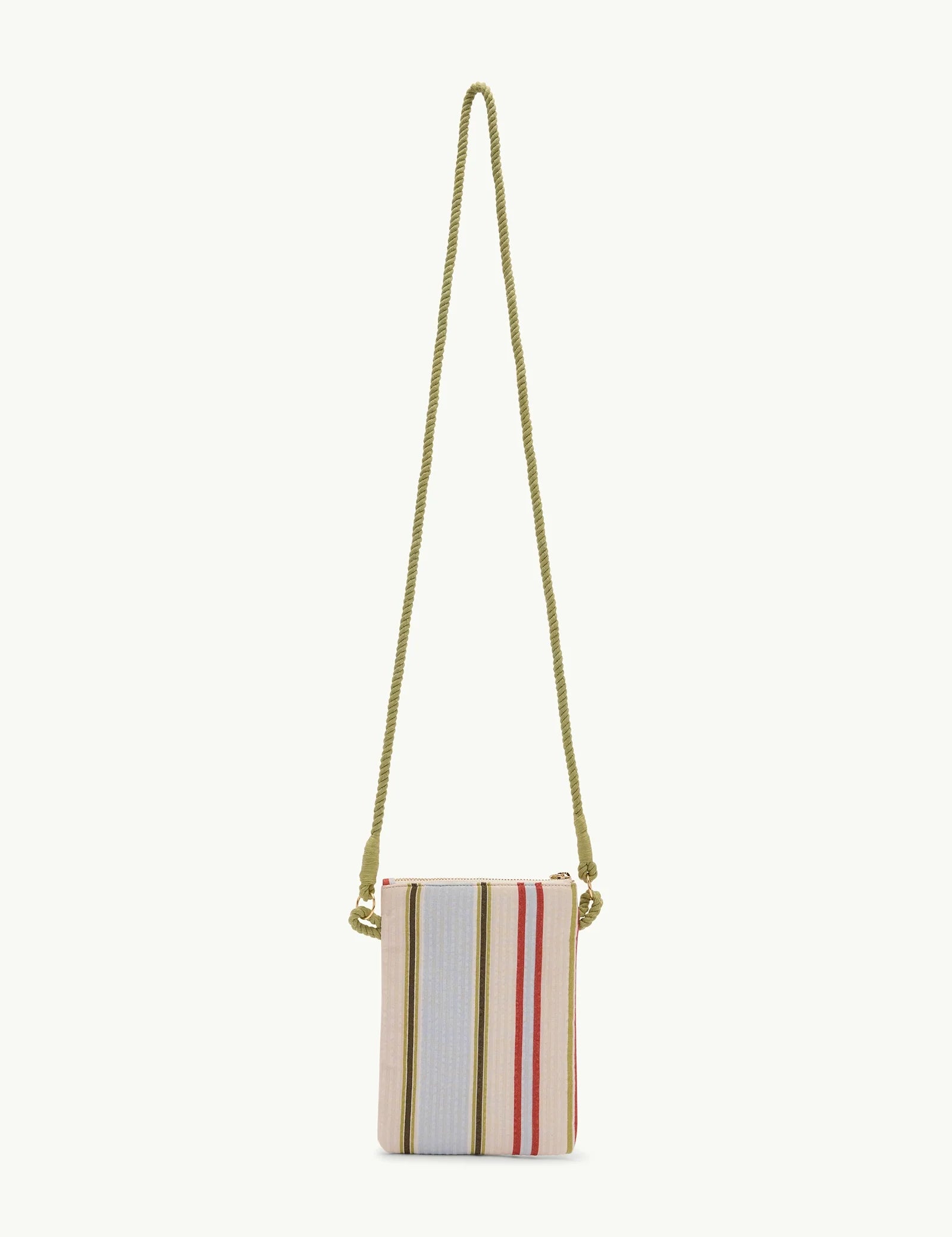 Cream Striped Phone Pouch