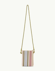 Cream Striped Phone Pouch