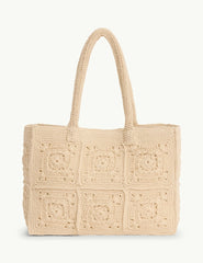 Cream Crochet Square Tote