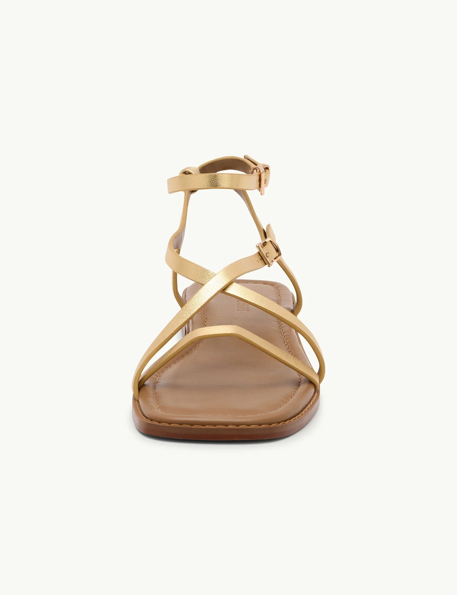 Gold Square Toe Strappy Sandals