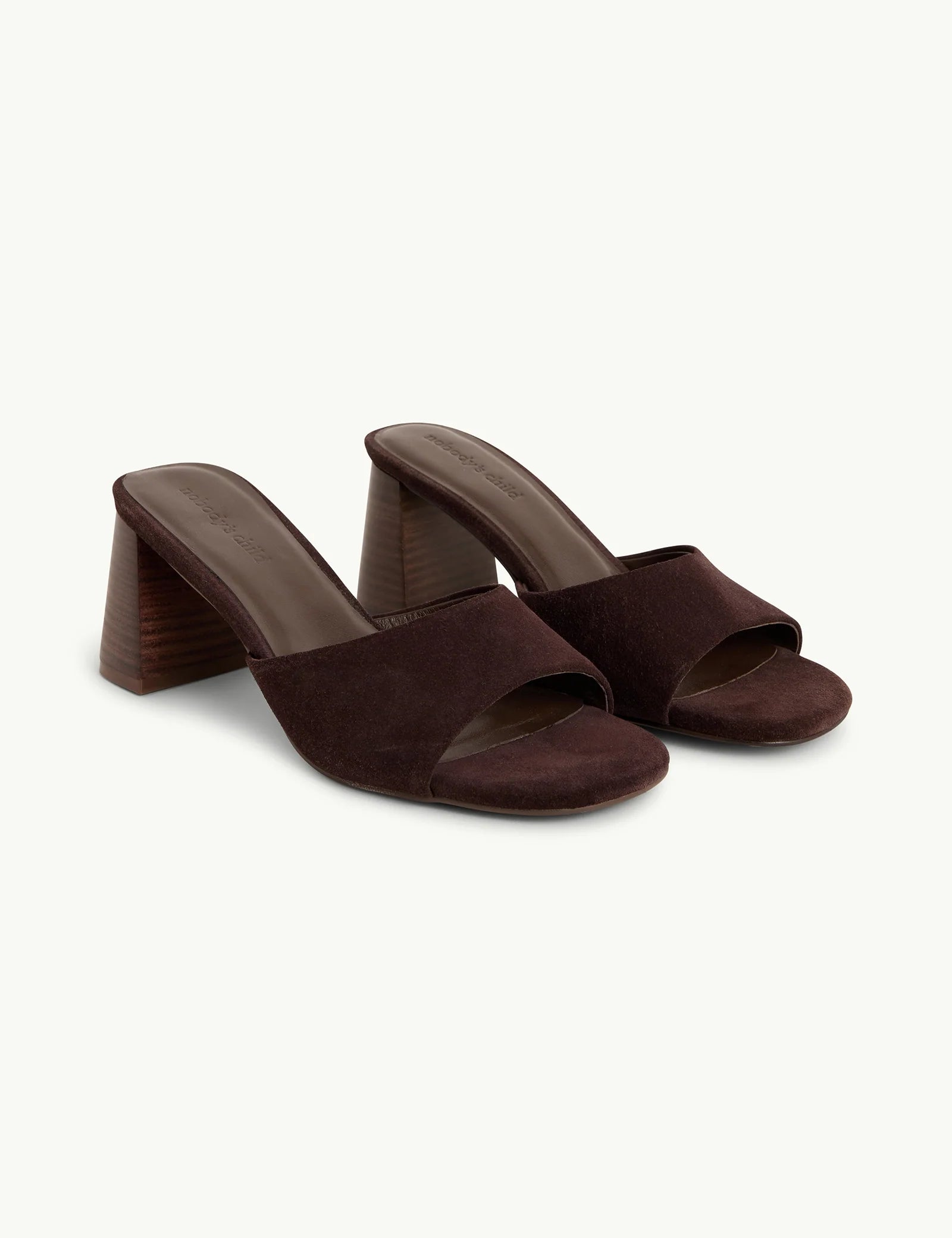 Dark Brown Block Heel Mules