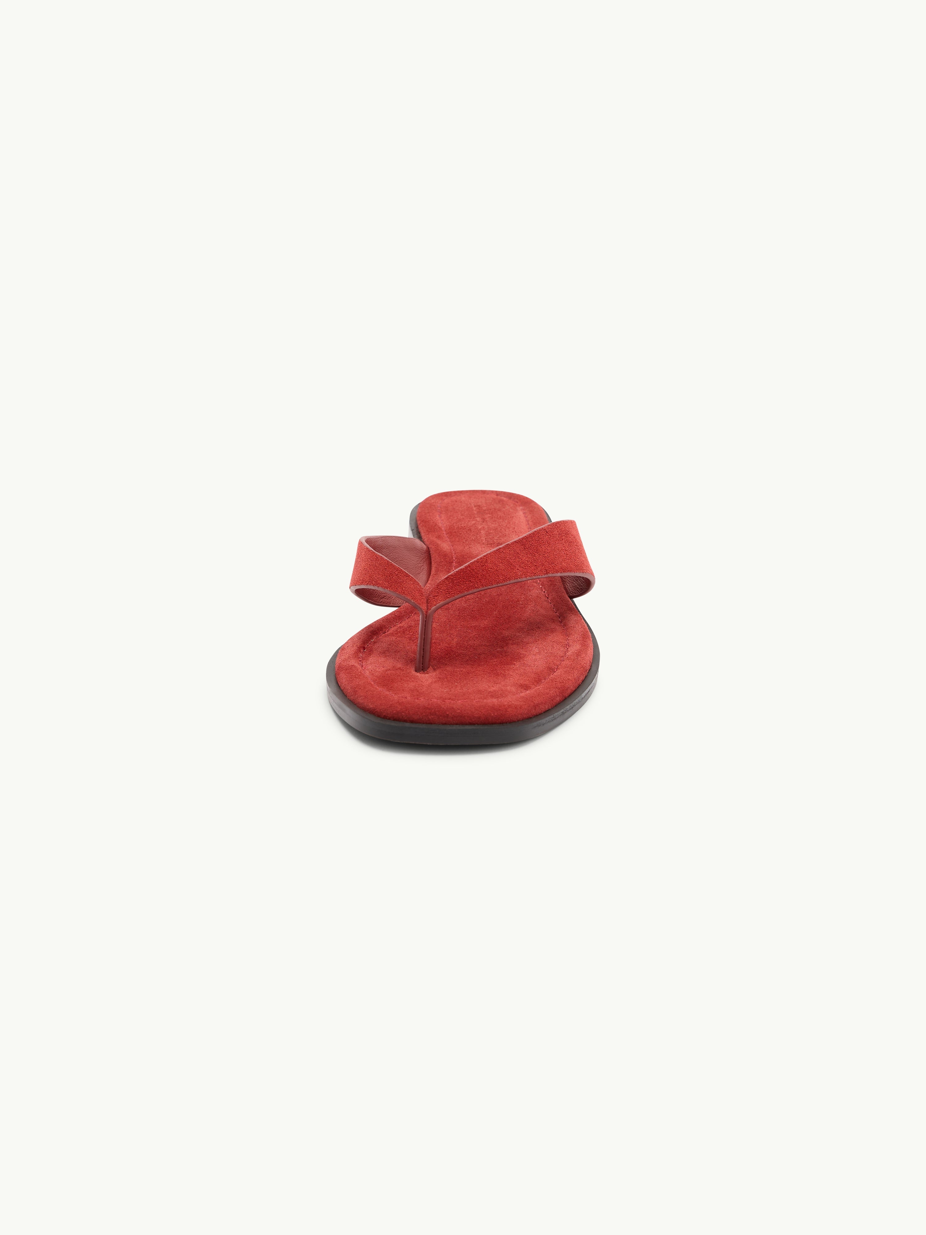 Red Suede Flip Flops