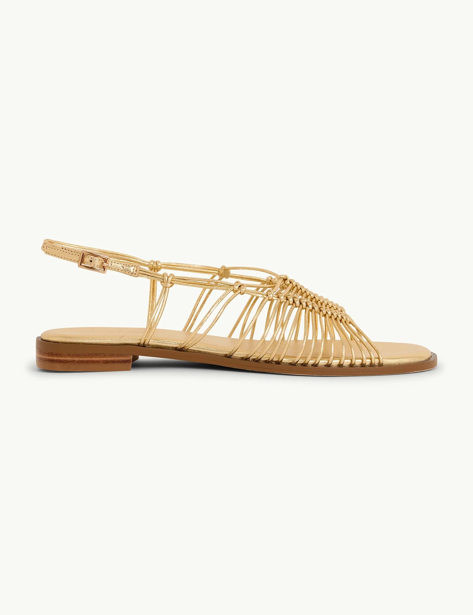 Gold Leather Strappy Sandals