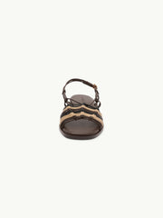 Brown and Gold Leather Strappy Sandals