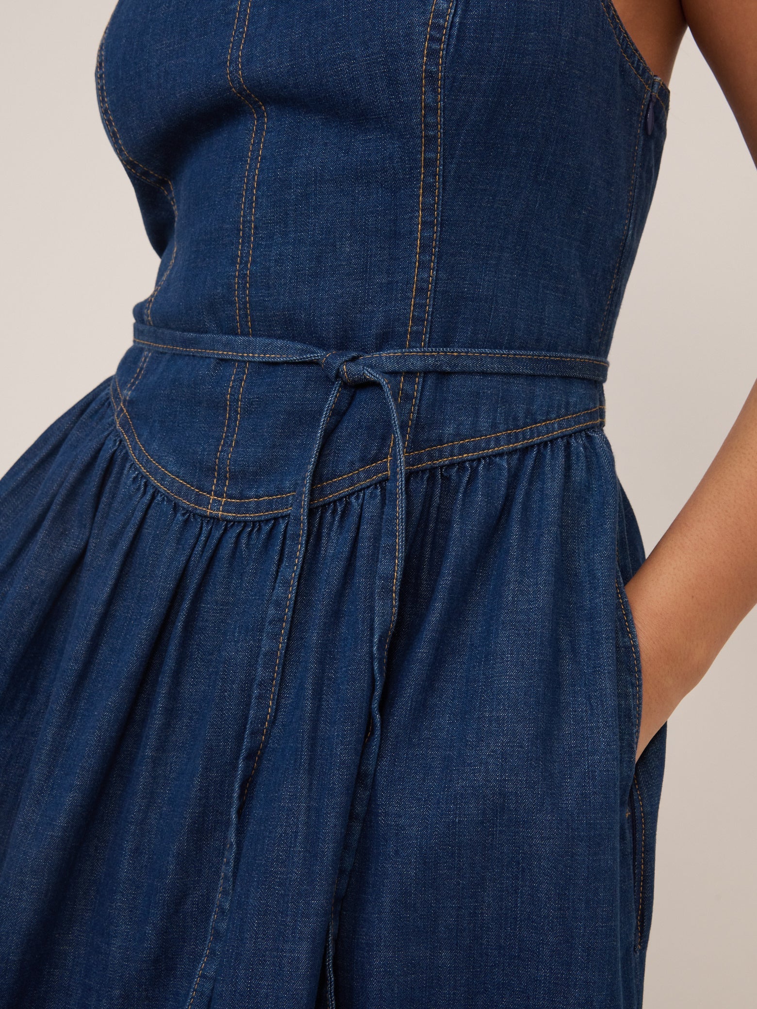 Dark Blue Denim Jones Midi Dress