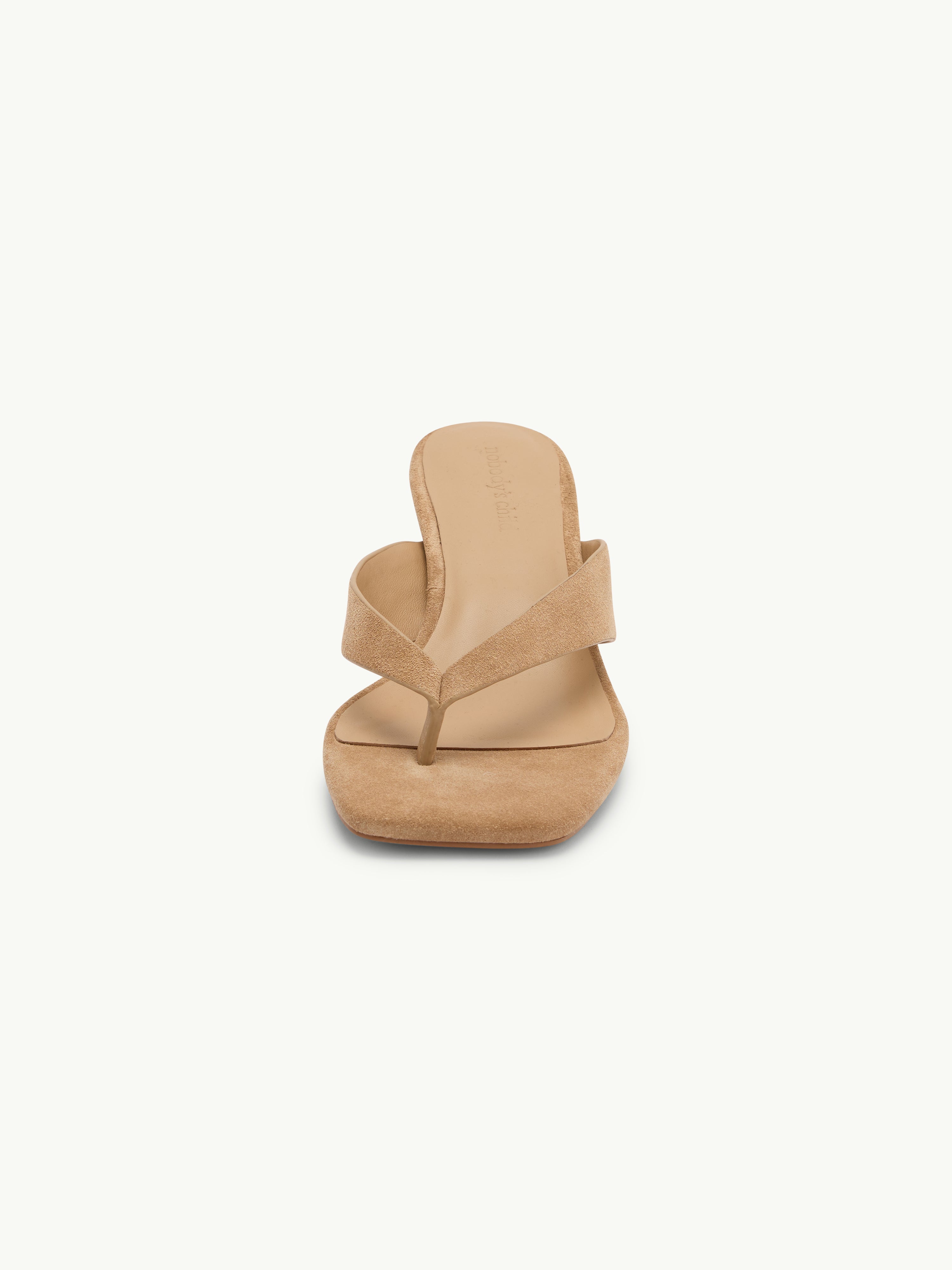 Brown Suede Flip Flop Heel