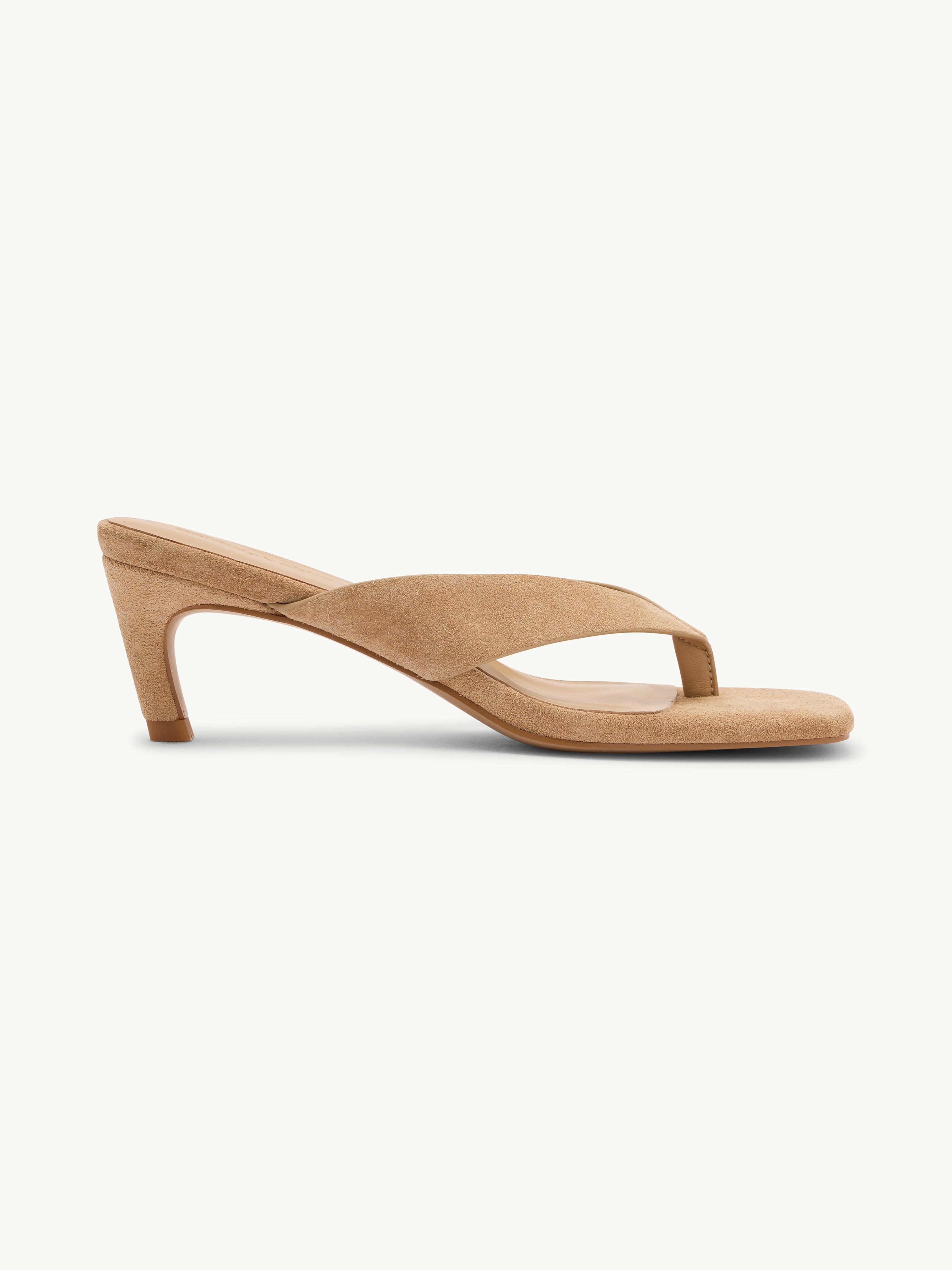 Brown Suede Flip Flop Heel