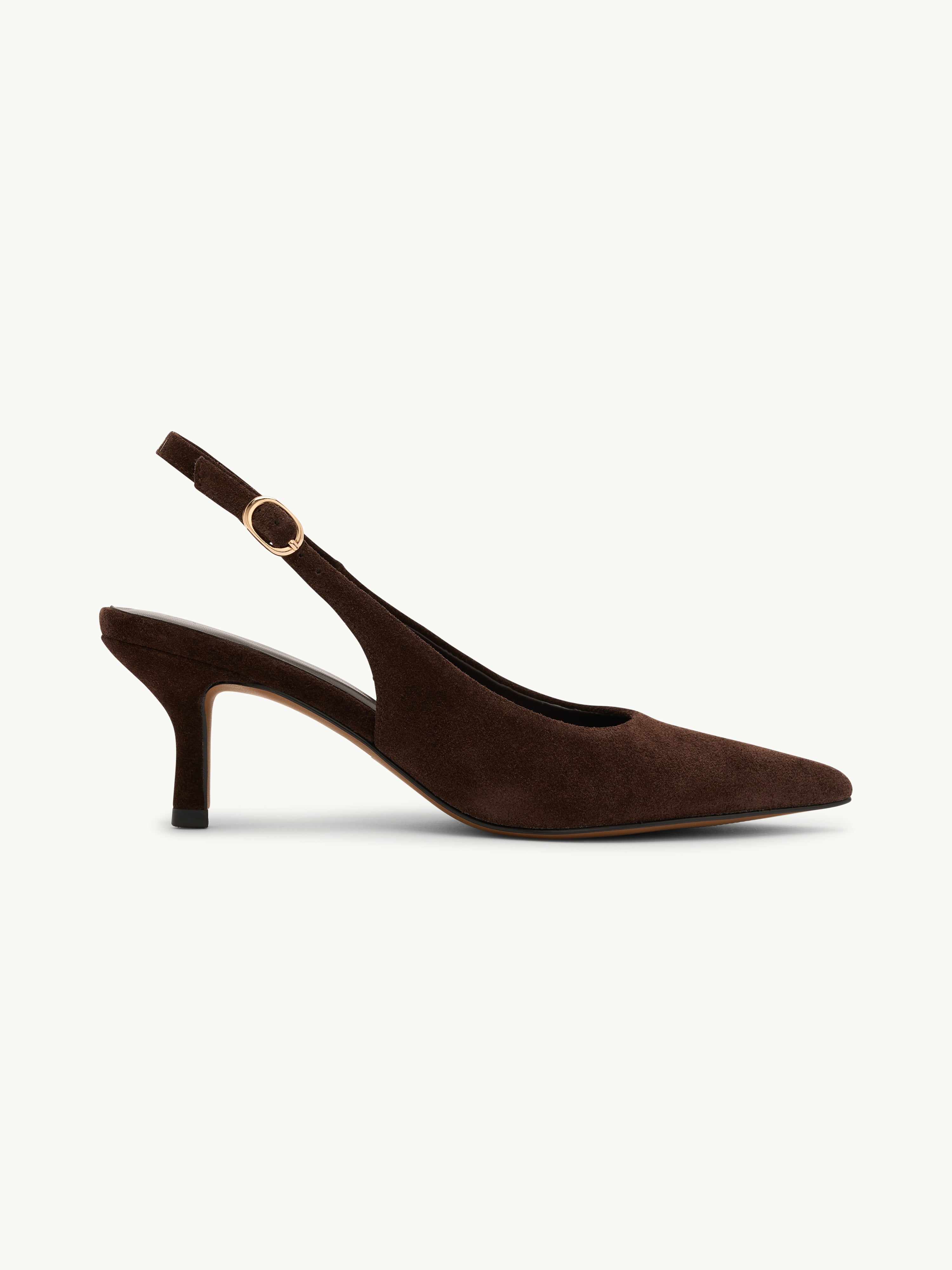Brown Suede Sling Heel