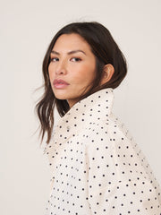 White Polka Dot Funnel Neck Windbreaker Jacket
