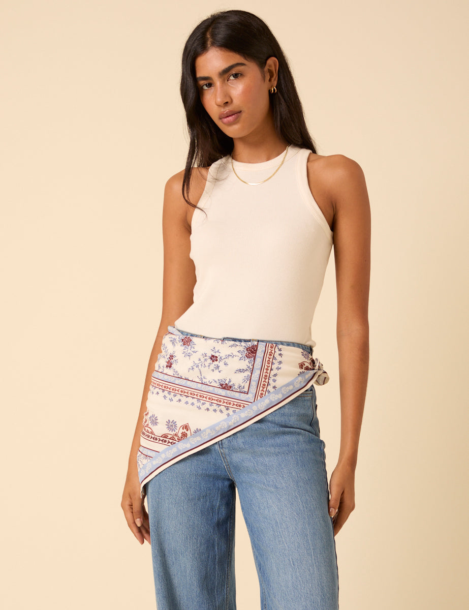 Cream Tile Printed Scarf