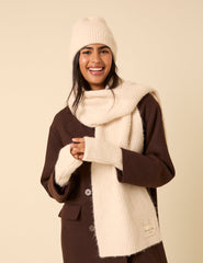 Cream Ribbed Gloves