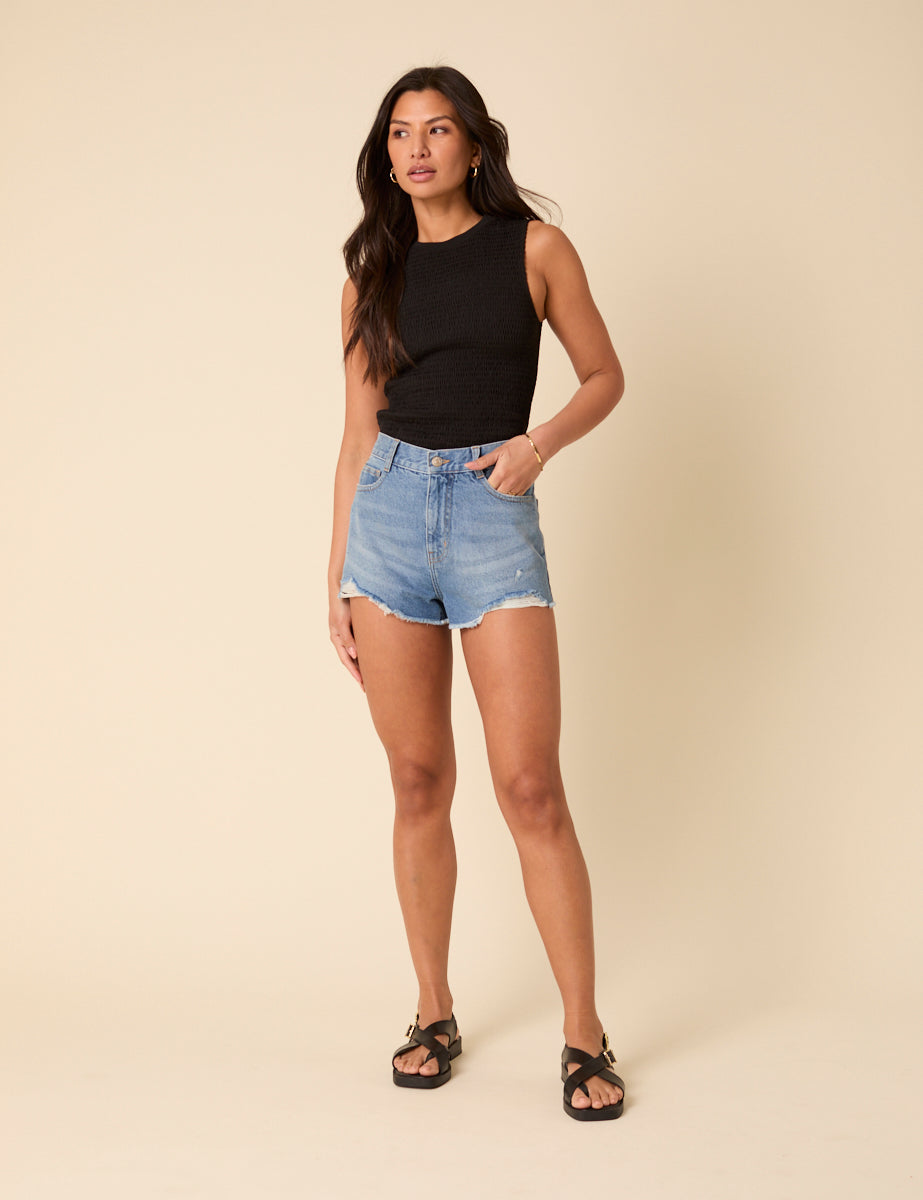Poppy Delevingne Blue Denim Lola Shorts