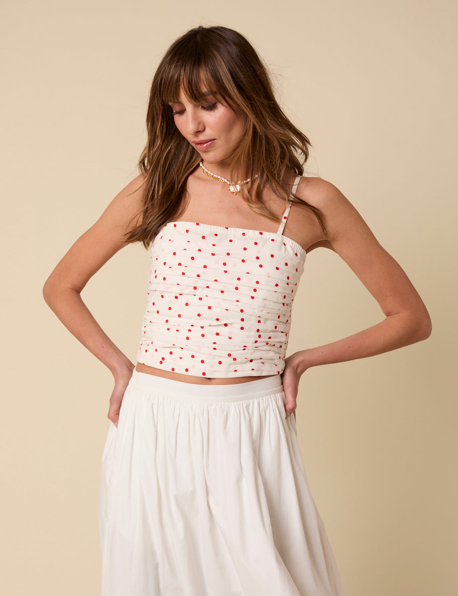 White Bandeau Polka Dot Felicity Top