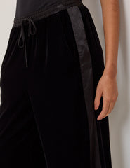 Black Velvet Contrast Satin Side Striped Trousers