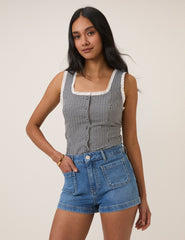 Blue Pocket Front Denim Shorts
