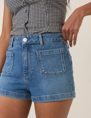 Blue Pocket Front Denim Shorts