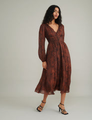 Snake Print Aine Midi Dress