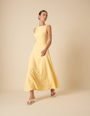 Butter Yellow Reign Midi Dress