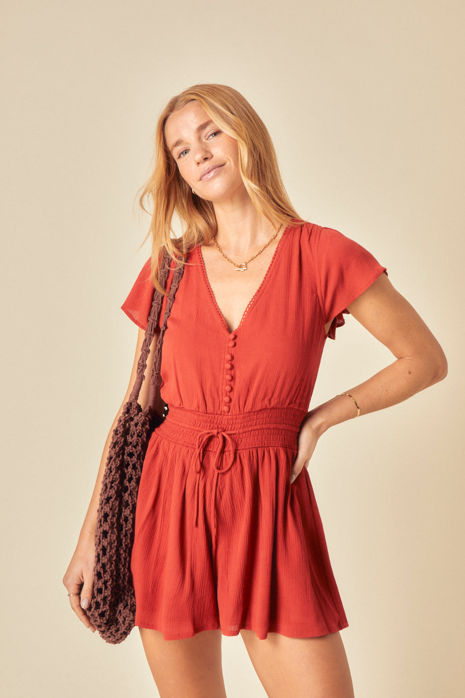 Red Veda Playsuit