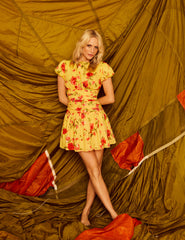 Poppy Delevingne Yellow Floral Noa Mini Dress