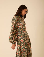 Green Ditsy Floral Remy Midi Dress
