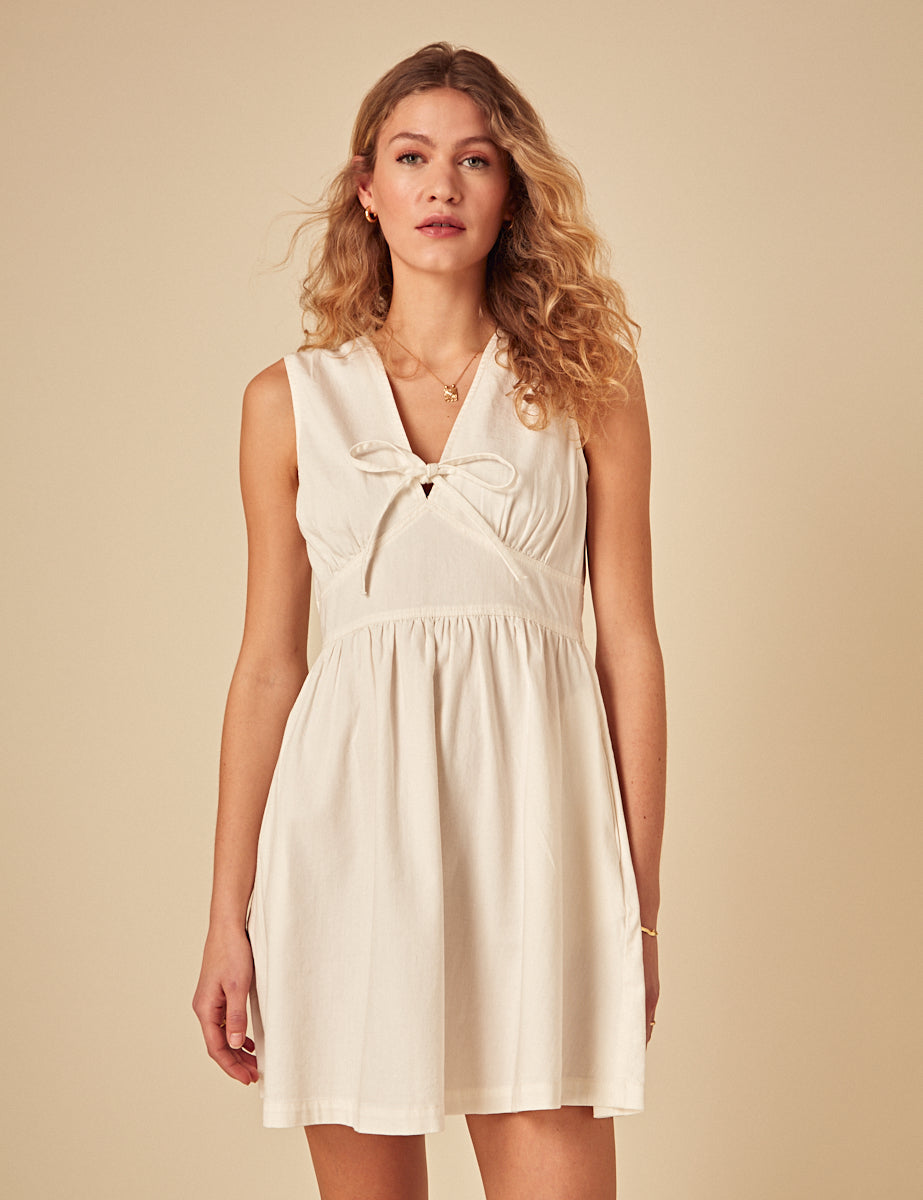 Cream Denim Astra Mini Dress