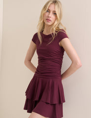 Burgundy Drop Waist Yuki Mini Dress