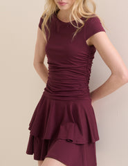 Burgundy Drop Waist Yuki Mini Dress