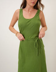 Green Linen-Blend Malia Midi Dress