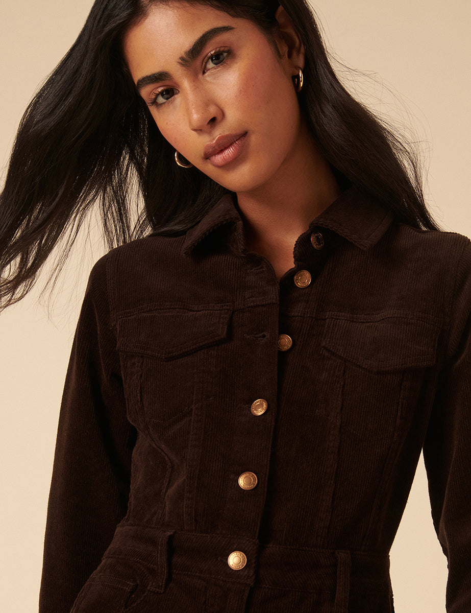 Brown Cord Jumpsuit