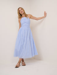 Blue Drop Waist Talia Midi Dress