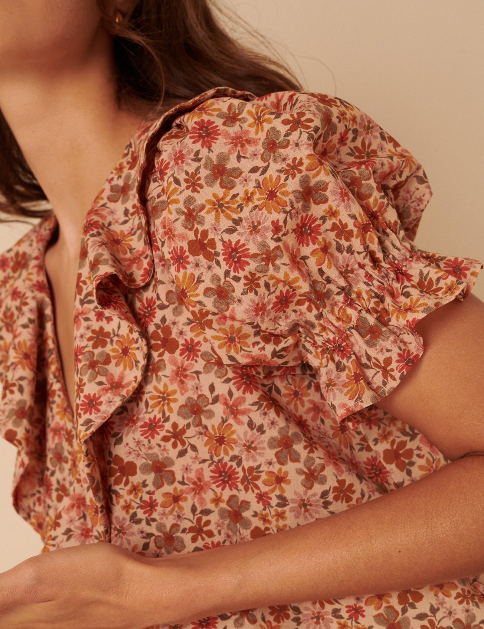 Pink Floral Puff Sleeve Blouse