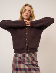 Brown Stitch Bomber Cardigan
