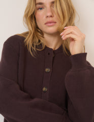 Brown Stitch Bomber Cardigan