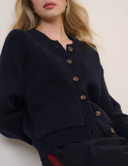 Navy Stitch Bomber Cardigan