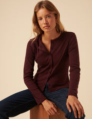 Burgundy Pointelle Cardigan