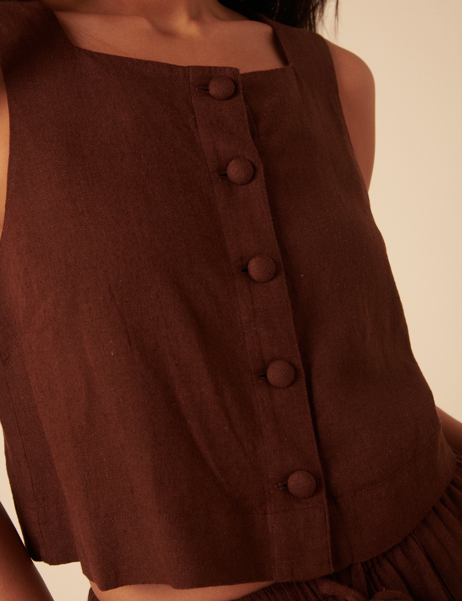 Sammie Linen-Blend Button Front Tank