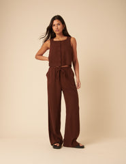 Sammie Linen-Blend Button Front Tank