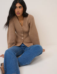 Light Brown Longline Cardigan