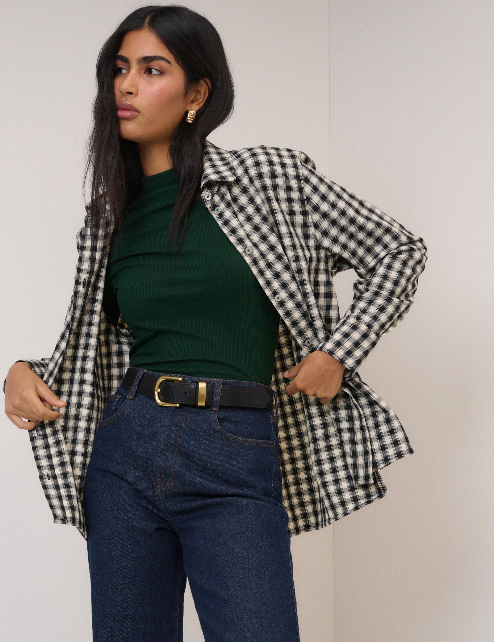 Forest Green Ribbed High Neck Long Sleeve Top