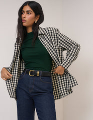Forest Green Ribbed High Neck Long Sleeve Top