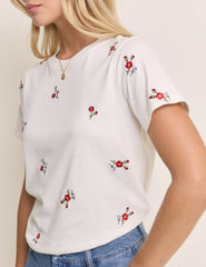 White Floral Embroidered T-Shirt