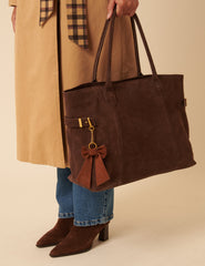 Tan Suede Bow Key Chain