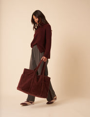 Brown Cord Tote Bag