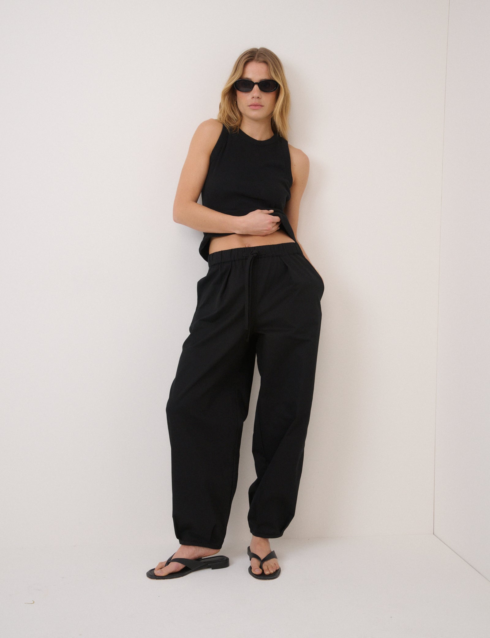 Black High Waisted Ballon Leg Trousers