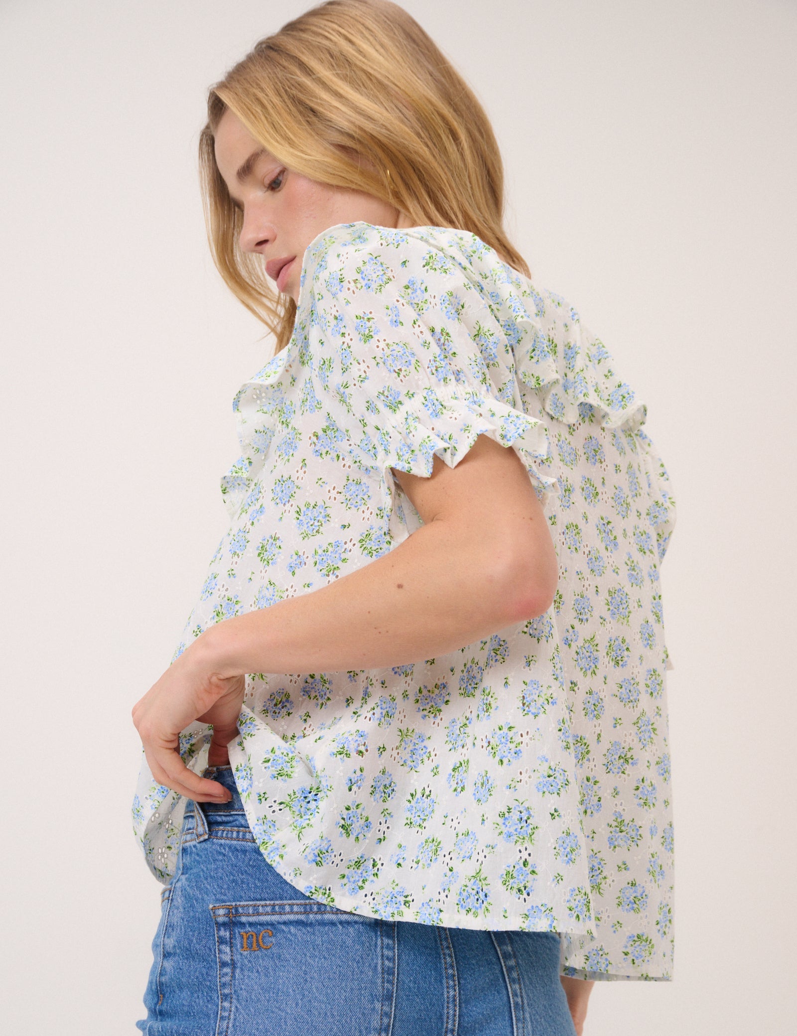 White Floral Whitney Blouse