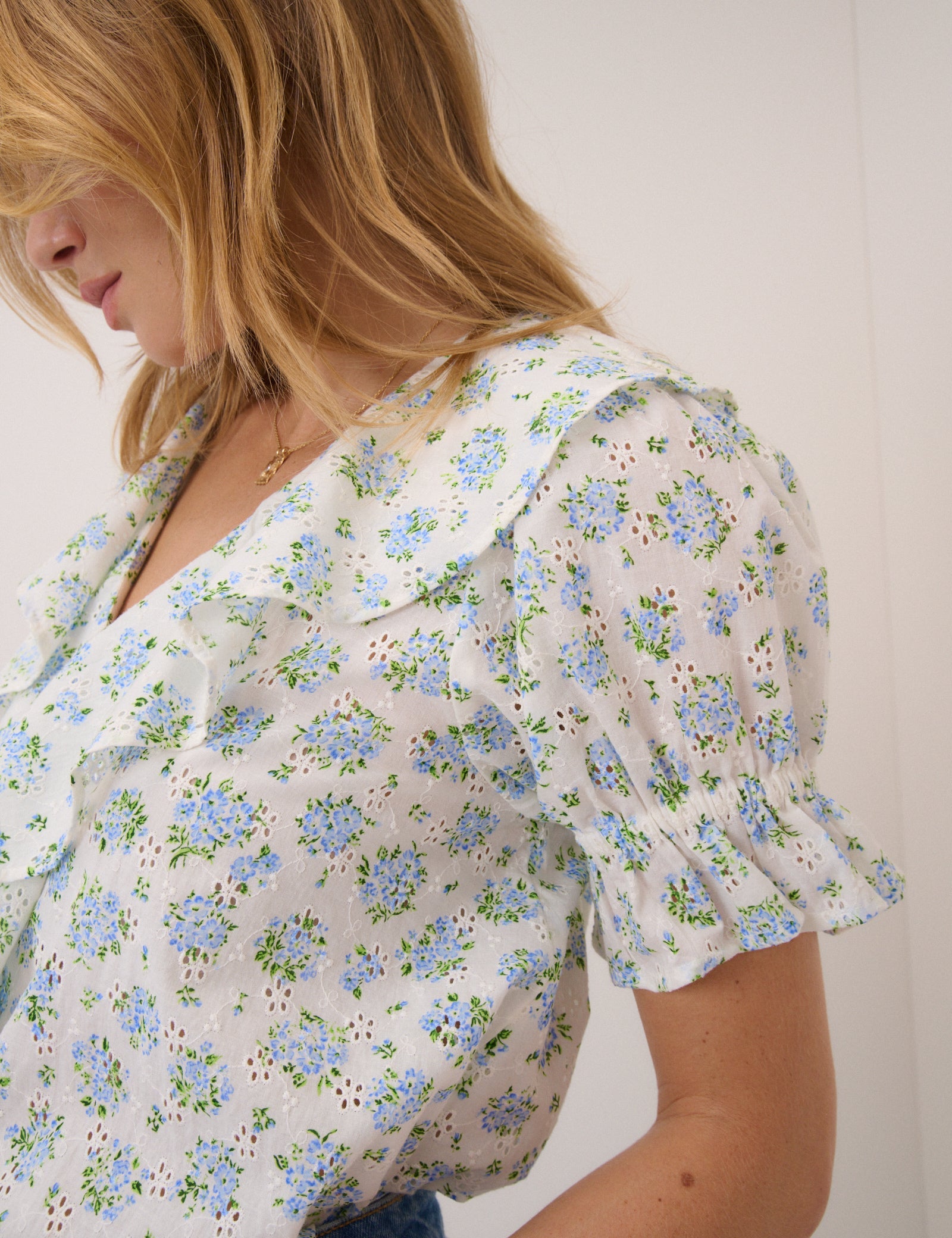 White Floral Whitney Blouse