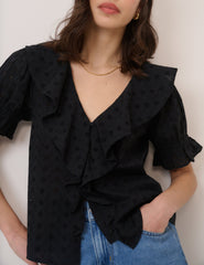 Black V-Neck Whitney Blouse