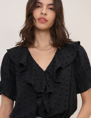 Black V-Neck Whitney Blouse